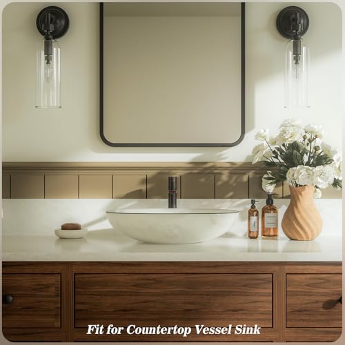 Phiestina One Hole Tall Bathroom Vessel Sink Faucet, Oil Rubbed Bronze Single Hole Single Handle Modern Bathroom Faucet, with Pop Up Drain and Water Supply Line, FH02-ORB-V by phiestina - Used condition - Image 9