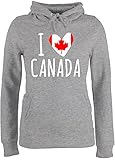 I Love - I Love Canada - L - Grau meliert - Kanada Pullover Damen - JH001F - Damen Hoodie und Kapuzenpullover für Frauen