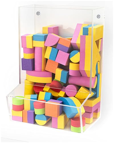 Image of SimplyImagine Hanging Acrylic Toy Dispensers (Single Divided) - Playroom Storage Acrylic Bin - Wall Toy Storage - Wall Bin for Playroom Organization And Storage