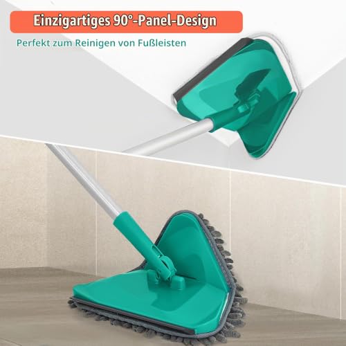 JEHONN Bodenwischer Wischmopp mit Langem Griff 200CM, 3-In-1 Wand Mop mit 6 Ersatz Mikrofaser...