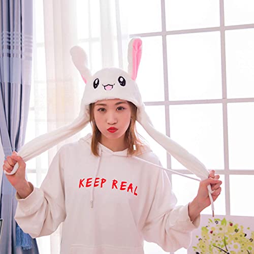 Women Girls Cute Animal Style Hat Ear Moving Jumping Hat Funny Bunny Plush Hat Cap for Cosplay Party Holiday2