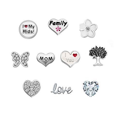 JewelryHouse Family Charms Mom Charms Love Floating Charms for Glass Living Memory Lockets Necklace (Style 3)