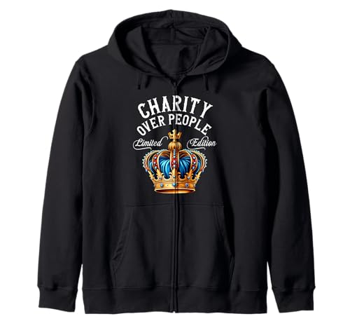 Nombre de caridad, regalo de cumpleaños, divertido corona de caridad sobre personas Sudadera con Capucha