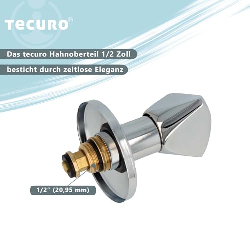 tecuro Hahnoberteil 1/2 Zoll für Unterputz-Absperrventile Kalt- Warmwasser mit Metall-Dreikanthaubengriff