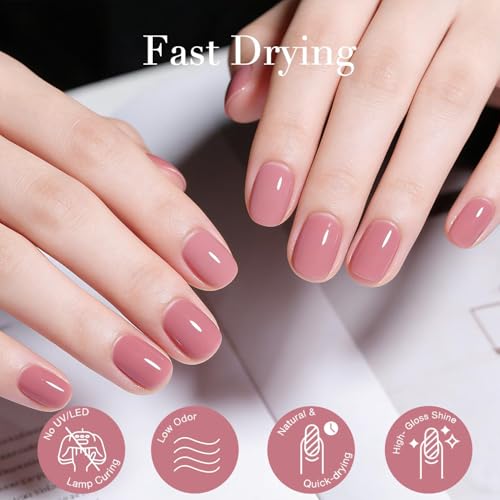 Image of AZUREBEAUTY Nude Pink Brown Nail Polish Set, 4 Elegant Shades, Peach Pink Milky Nude Dusty Rose Chocolate Brown Nail Color Kit for Natural Nails, DIY Manicure Gift for Women