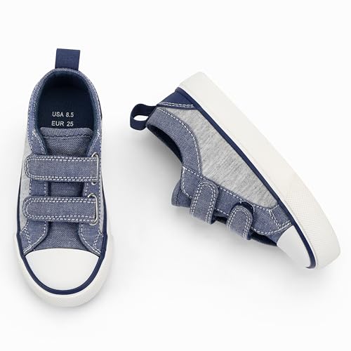 ANTLULU Boys and Girls Canvas Shoes Dual Adjustable Hook and Loop Classic Low Top Kids Sneakers4