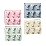 FUNNETOYU 4 Stück Silikon Backform Fußabdruck Form Lebensmittelecht Flexibel Eiswürfelform...