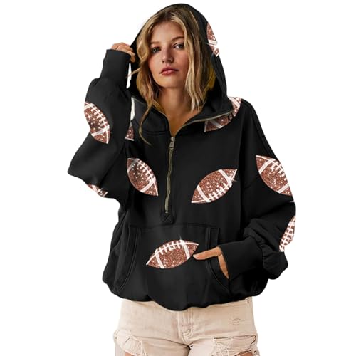 Womens Game Day Sweatshirts Football Sequin Hoodies Long Sleeve Shirts - image 2