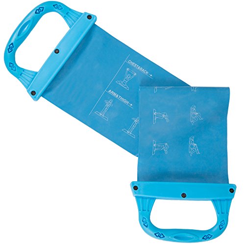 Wakeman Workout Resistance Band with Handles, Flat Latex Band to Tone Arms, Legs and Glutes Fitness (for Physical Therapy, Home and Gym) (Blue)