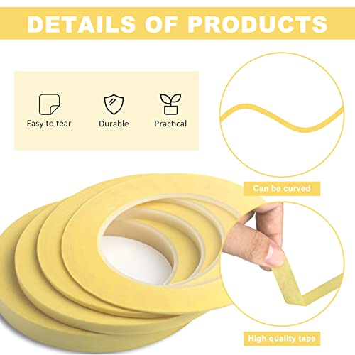 Tssart 4 Rolls Fine Line Tape - Medium Tack Pinstripe Tape, Fineline Masking Tape In 1/16, 1/8, 1/4 And 1/2 Inch Wide X 60 Yard Long, Painters Masking Tape For Diy Car Auto Paint Art #TOP2