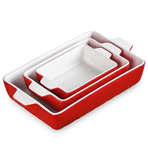 KitchenTour Keramik-Backformen-Set, rechteckig, 3 Stück, Rot Cover