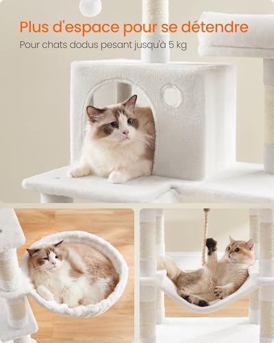 Arbre à chat Feandrea PCT165T01 de 168 cm avec panier et 13 griffoirs