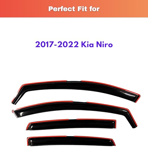 Image of KPY Rain Guards Fit for 2017-2022 Kia NIRO, in-Channel Window Visors Vent Wind Deflectors 4PC, Car Accessories for 17-22 NIRO