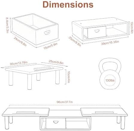ROCDEER Dual Monitor Stand Riser with Drawer for Desk Laptop — view 6
