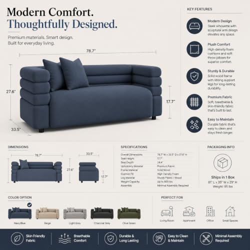 Image of Modern Designer Furniture Collection | Premium Upholstered Lounge Seating with Sculptural Contemporary Design | High-Density Foam Cushions & Solid Wood Frame | Minimalist Home & Living (Dark Grey)