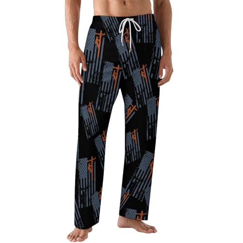 Lineman Flag Classic Mens Pajama Pants Sleepwear Soft Lounge Sleep PJ Bottoms with Pockets