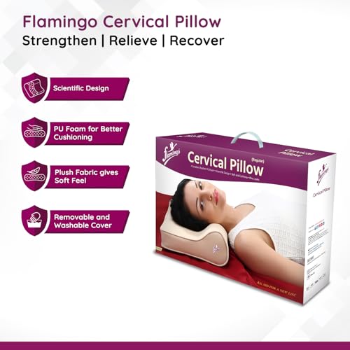 Image of Flamingo Neck Support Cervical Pillow - Free Size (Beige)