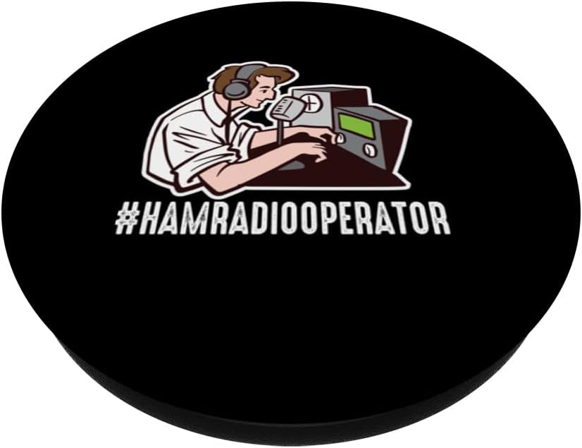#HAMRADIOOPERATOR Motif for Amateur Radio Operators PopSockets Swappable PopGrip, Black - Image 3