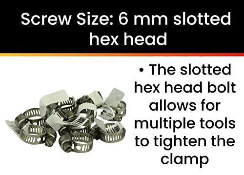 Pro Tie 33200 Sae Size 4 Range 1/4-Inch-5/8-Inch Mini All Stainless Hose Clamp, 10-Pack #TOP3