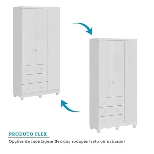 Quarto de Bebê Completo 1 Berço Americano Uli 1 Guarda Roupa 3 Portas 3 Gavetas Junior Móveis Peroba