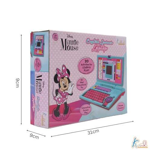 Image of Krriiddaank Minnie Theme Educational Laptop for Kids - 20 Learning Activities for 3+ Girls, Interactive Toy for Alphabet, Numbers, Math, Music & Logic - Pink (ISI Certified)|Birthday Gift