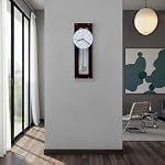Howard Miller Emmett Contemporary Wall Clock 625-514 – Black Coffee Finish, Satin Silver-Finished Pendulum, Thick Plate Glass Cover, Chrome Accents, Quartz Movement