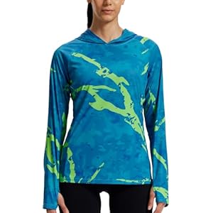 LOOGU Women's UPF 50+ Sun Protection Hoodies Shirts Slim Fit Long Sleeve Lightweight Quick Dry Fishing Hking Outdoor Spretta Glaze Green Small