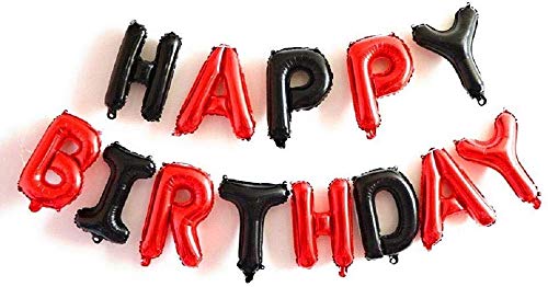 Rozi Decoration 16 Inch Happy Birthday Foil Letter Balloons | Red & Black Alphabet Balloons for Birthday Decoration, Kids Party & Room Decor β Pack of 13 Letters 3