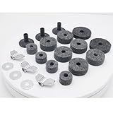 Cheerock 21 Pcs Cymbals Replacement Accessories Cymbal Stand Felts Hi-Hat Clutch Felt Cup with Sleeves, Base Wing Nuts and Washers for Drum Set Black