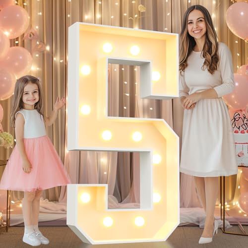 Pooqla 4 ft Light Up Marquee Numbers – 5th/15th/50th Birthday Sign