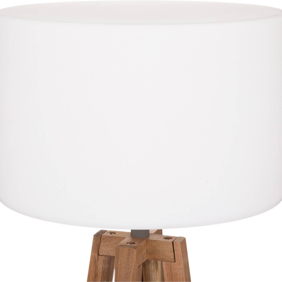 Atmosphera Lámpara de pie de exterior matia, madera de acacia, blanca, a148 cm