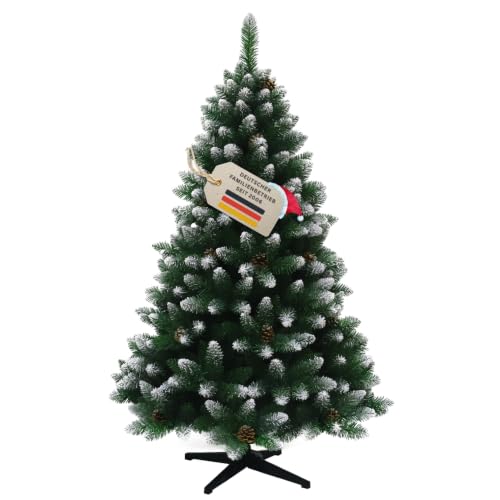 RS Trade Künstlicher Weihnachtsbaum 15013 180 cm in Grün mit Schnee und Tannenzapfen, beschneiter Tannenbaum mit Metallständer… – Ansicht 1
