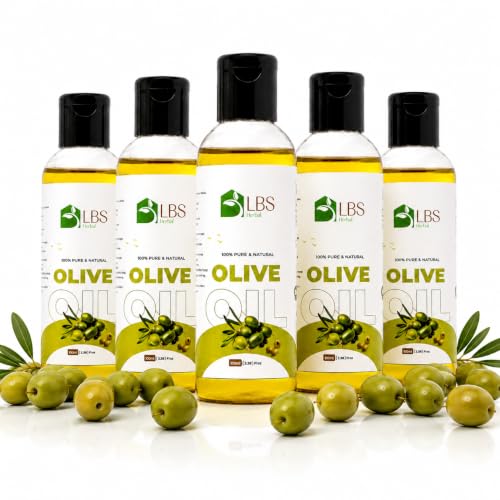Image of LBS Pure Sweet Oils - 100% Extra Virgin Natural Cold-Pressed, Moisturizing Oils For Skin, Hair & Nails - Rich In Vitamins E & A, Hair Growtth, Softens Skin 100Ml (100ml Pack of 5, Olive)