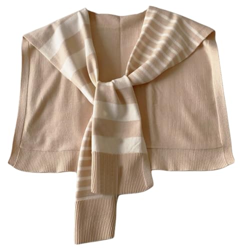 GGUHHU Irregular Stripe Sweater Shawl Wraps for Women Color Block Casual Travel Scarf Knitted Knotted Shoulder Capes