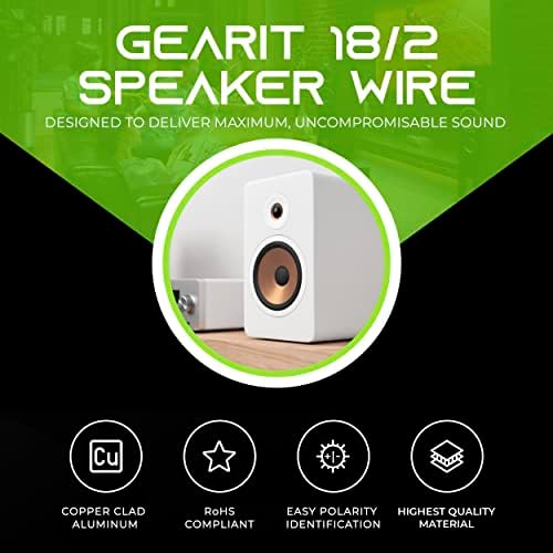 18AWG Speaker Wire, GearIT Pro Series 18 AWG Gauge Speaker Wire Cable (100 Feet / 30.48 Meters) Great Use for Home Theater Speakers and Car Speakers White