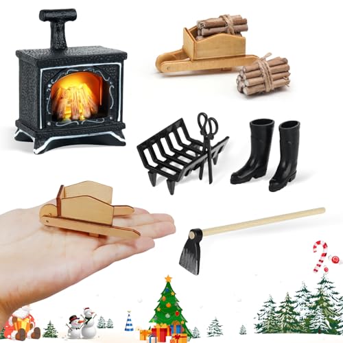 1/12 Accessoires Maison Mini Maison Cheminée Mini Accessoires de Meubles Kit d'Accessoires Miniatures Maison Miniatures Bricolage