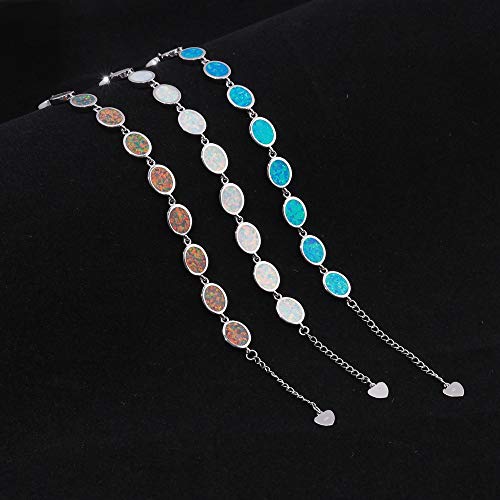 Cinily 14K White Gold Plated Blue Fire Opal Bracelet Ladies Opal Jewelry #TOP4
