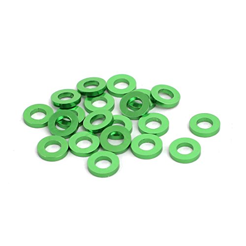 Sourcingmap 20pcs 1mm Thickness M3 Aluminum Alloy Flat Screw Washer Green