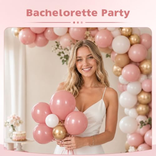 Image of Dusty Pink Balloons, 12 Inch Boho Pink Latex Party Balloons for Women Girls