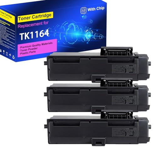 3-Pack TK-1164 TK1164 Black Toner Cartridges Compatible with Kyocera P2040 P2040DN P2040DW