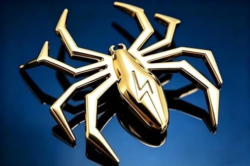 Image of 3D Spider Chrome Emblem Badge Sticker Decoration for Car, Truck, Motorcycle, RV, Scooter, SUV, Door, Window (Yellow Flash Spider)