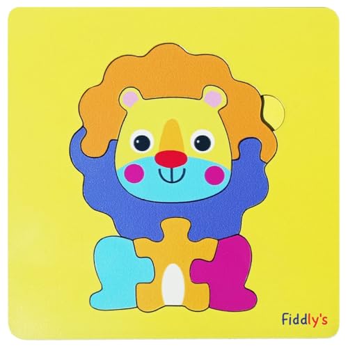 Image of Fiddlys 3D Cute Cartoon Wooden Jigsaw Puzzles for Kids & Children Double Layered Wooden Puzzles with Bright Front & Back Print (Pack of 4 Baby Transport + Animal)