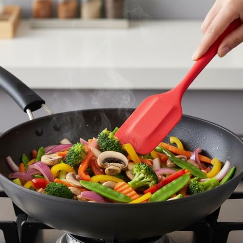 Image of HAZEL Silicone Spatula 8 inch (Red) | Heat Resistant Non-Stick Flexible Spatula for Mixing, Scraping & Spreading Batter | Durable & Easy to Clean Baking Tool