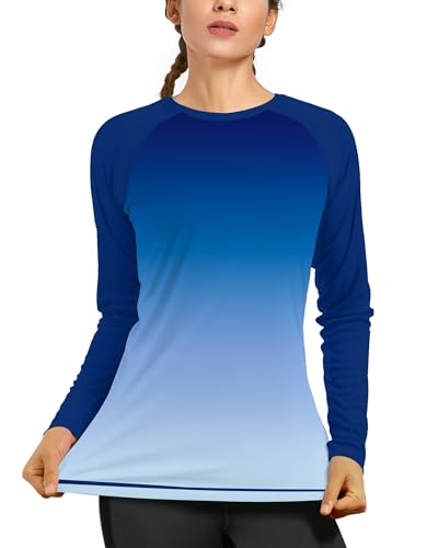 isnowood Women's UPF 50+ Sun Protection Shirts, Long Sleeve UV Rash Guard Swim Shirt, Workout Hiking Running Athletic Tops