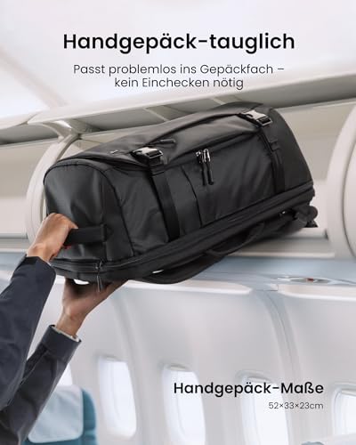 tomtoc 40L Reiserucksack, TSA-freundlicher Handgepäck Rucksack, Wasserdichter Rucksack Handgepäck Flugzeug, Leichter Business Laptop Rucksack Herren Damen für 17,3 Zoll, Großer Weekender-Tagesrucksack