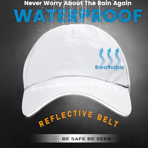 Image of Waterproof Baseball Cap for Men Women, UPF 50+ Breathable Quick-Dry Rain Hat for Running Golf Hiking