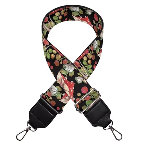 Image of TODIYADDU Red Mushroom Wide Purse Straps Replacement Crossbody Berry Fruit Crossbody Purse Strap Guitar Purse Strap Crossbody Suitable for Valentine's Day Gifts Crossbody Handbag Tote Canvas Bag