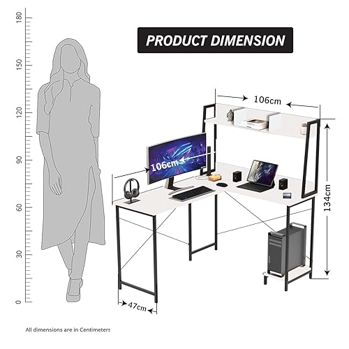 Image of Callas Computer Desk Home /Office Desk | Writing Study Desk | Laptop Table | Modern Simple Desk | Small Desks for Small Spaces | Sturdy Desk for Home (White, ST-23)