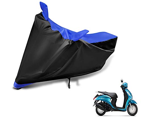 Image of Auto Hub Scooty Cover Compatible with Yamaha Fascino with Mirror Pocket, Dustproof, Heat Resistant, Triple Stitched, Fascino Scooty Cover- Black, Blue