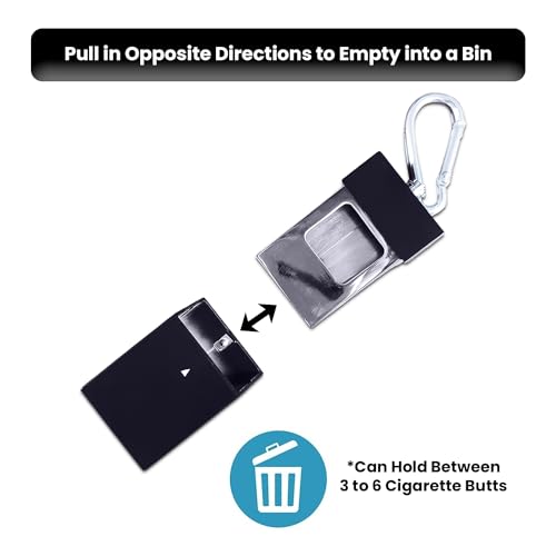 Jeuristic Ashtrays for Cigarettes Portable Pocket Ashtray - Pack of 2 Premium Fireproof ABS Metal Smell Proof Cool Travel Ashtrays with Keychain Outdoor Butt Disposal Box Fancy Cute Ashtray Black - Image 5